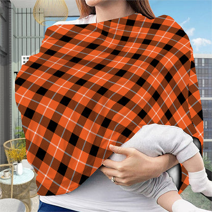 Orange Black And White Plaid Print Baby Seat Cover