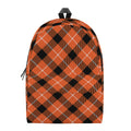 Orange Black And White Plaid Print School Backpack
