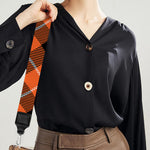 Orange Black And White Plaid Print Bag Strap