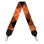 Orange Black And White Plaid Print Bag Strap