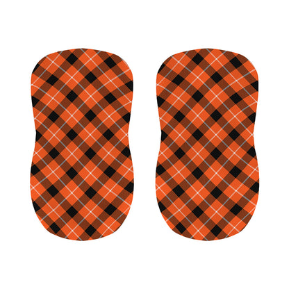 Orange Black And White Plaid Print Bar Stool Covers