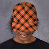 Orange Black And White Plaid Print Baseball Cap