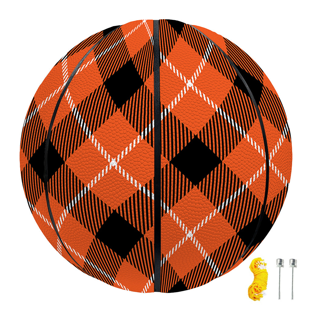 Orange Black And White Plaid Print Basketball