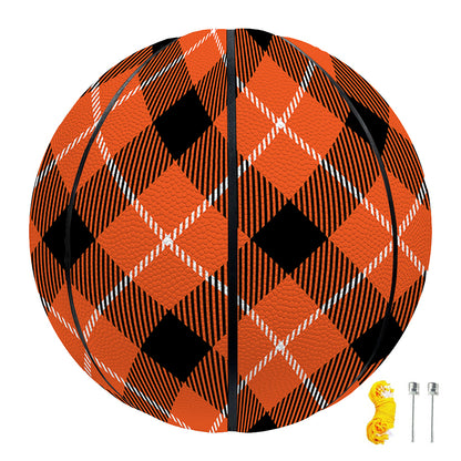 Orange Black And White Plaid Print Basketball