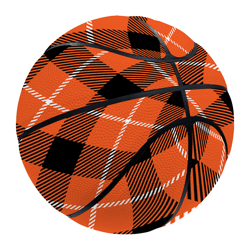 Orange Black And White Plaid Print Basketball