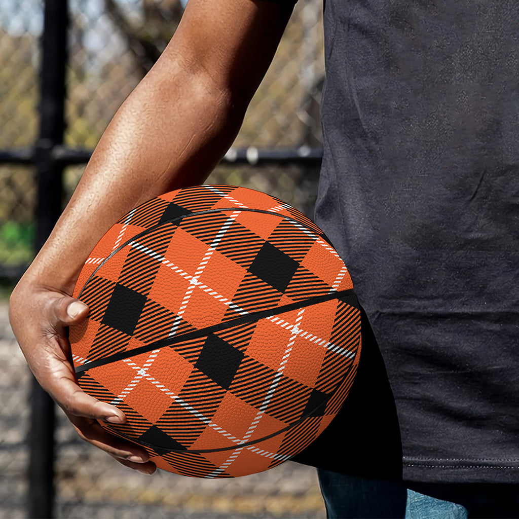 Orange Black And White Plaid Print Basketball
