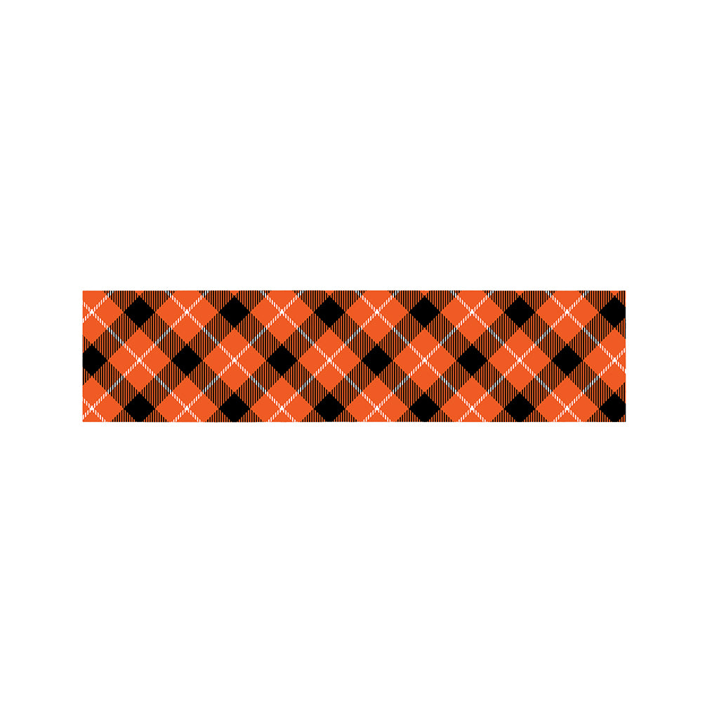 Orange Black And White Plaid Print Bed Runner
