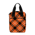Orange Black And White Plaid Print Bible Tote Bag