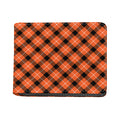 Orange Black And White Plaid Print Bifold Wallet