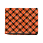 Orange Black And White Plaid Print Bifold Wallet