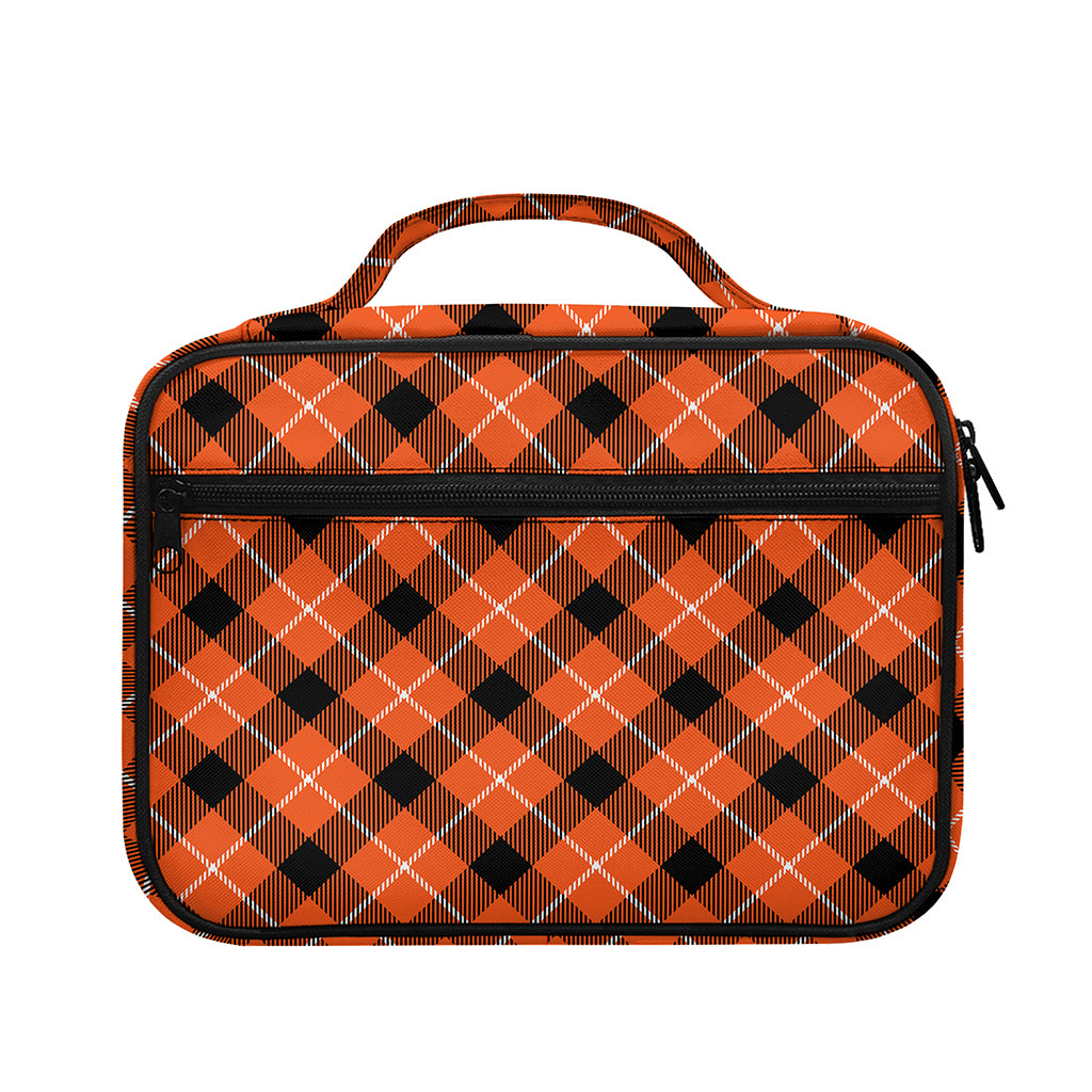 Orange Black And White Plaid Print Briefcase Bible Bag