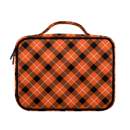 Orange Black And White Plaid Print Briefcase Bible Bag