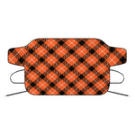 Orange Black And White Plaid Print Car Windshield Snow Cover