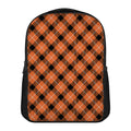 Orange Black And White Plaid Print Casual Backpack
