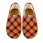 Orange Black And White Plaid Print Casual Shoes