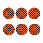 Orange Black And White Plaid Print Coaster Set