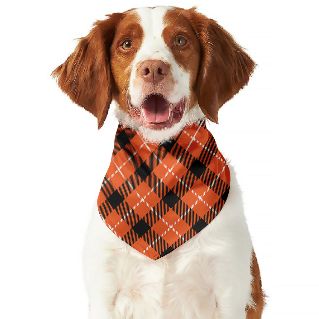 Orange Black And White Plaid Print Dog Bandana