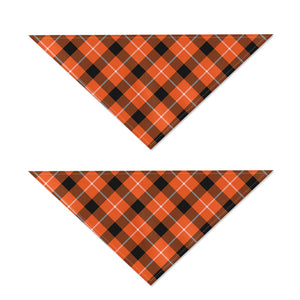 Orange Black And White Plaid Print Dog Bandana