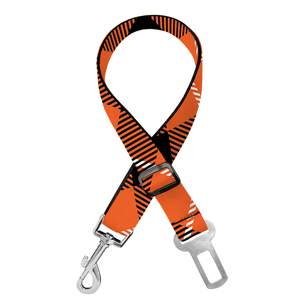 Orange Black And White Plaid Print Dog Seat Belt