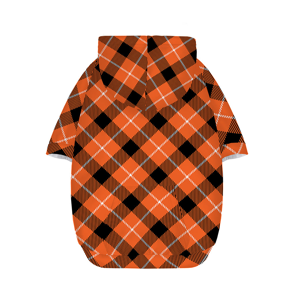 Orange Black And White Plaid Print Dog Zip Up Hoodie