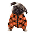 Orange Black And White Plaid Print Dog Zip Up Jacket