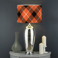 Orange Black And White Plaid Print Drum Lamp Shade