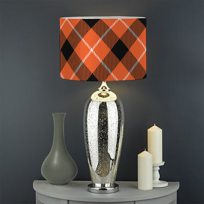 Orange Black And White Plaid Print Drum Lamp Shade