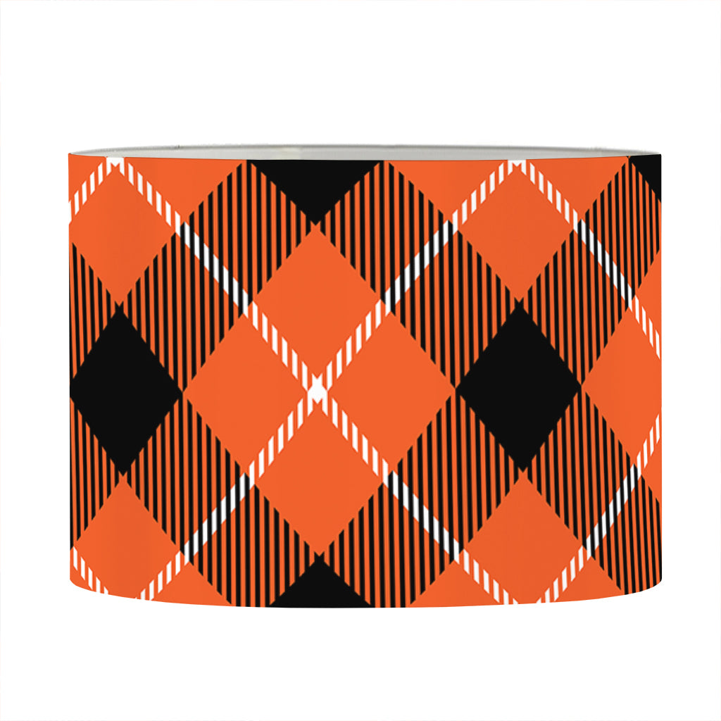 Orange Black And White Plaid Print Drum Lamp Shade