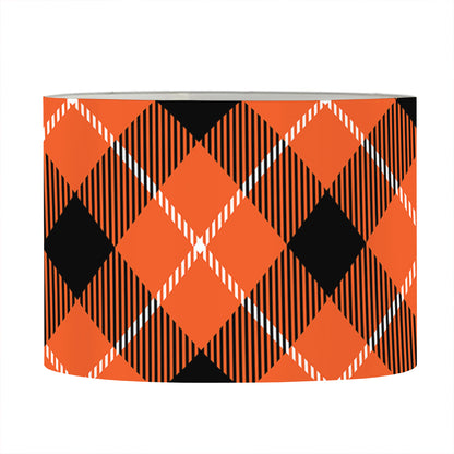 Orange Black And White Plaid Print Drum Lamp Shade