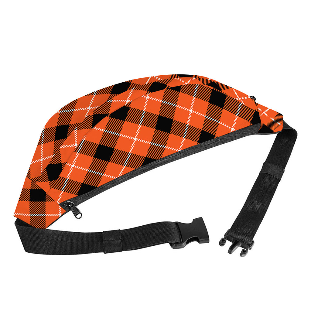 Orange Black And White Plaid Print Fanny Pack