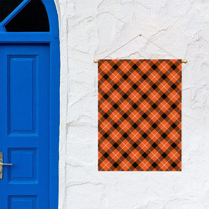 Orange Black And White Plaid Print Garden Flag