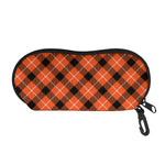 Orange Black And White Plaid Print Glasses Case