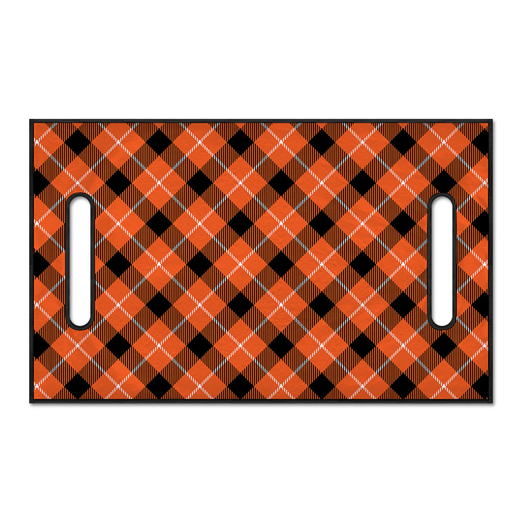 Orange Black And White Plaid Print Golf Cart Seat Cover