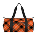 Orange Black And White Plaid Print Gym Bag