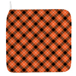 Orange Black And White Plaid Print Hand Towel