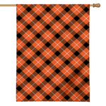 Orange Black And White Plaid Print House Flag