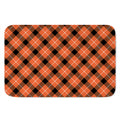 Orange Black And White Plaid Print Indoor Door Mat