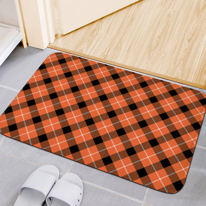 Orange Black And White Plaid Print Indoor Door Mat