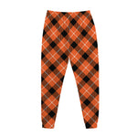 Orange Black And White Plaid Print Jogger Pants