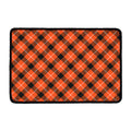 Orange Black And White Plaid Print Kitchen Mat