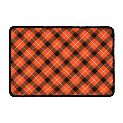 Orange Black And White Plaid Print Kitchen Mat
