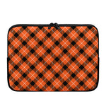 Orange Black And White Plaid Print Laptop Sleeve