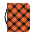 Orange Black And White Plaid Print Leather Bible Cover