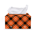 Orange Black And White Plaid Print Leather Tissue Box Cover
