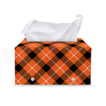 Orange Black And White Plaid Print Leather Tissue Box Cover