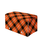 Orange Black And White Plaid Print Leather Tissue Box Cover