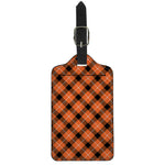 Orange Black And White Plaid Print Luggage Tag