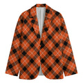 Orange Black And White Plaid Print Men's Blazer