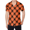 Orange Black And White Plaid Print Men's Shirt