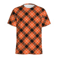 Orange Black And White Plaid Print Men's Athletic T-Shirt